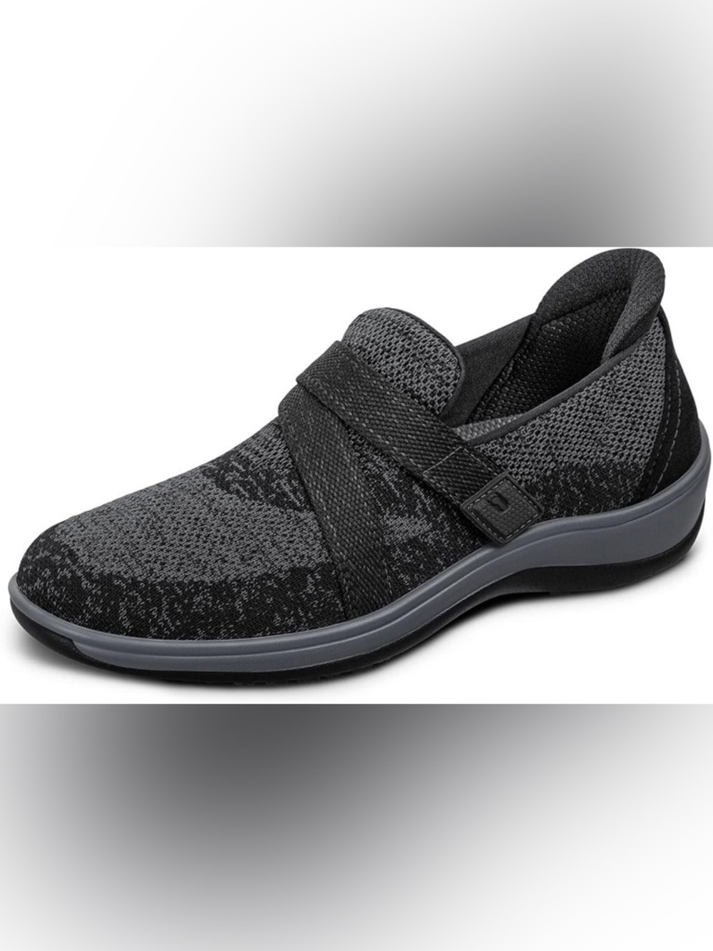 NEW Orthofeet  Womens Knit Slip-On Comfort Loafer in Gray and Black Wide D